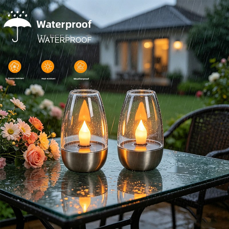 Solar Powered Stainless Steel Outdoor Candle Lights