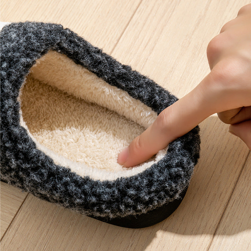 Men's winter warm fleece anti-slip soft-soled cotton slippers