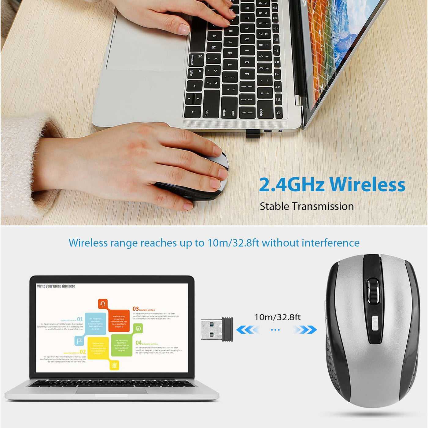 2.4G Wireless Gaming Mouse with Adjustable DPI Buttons