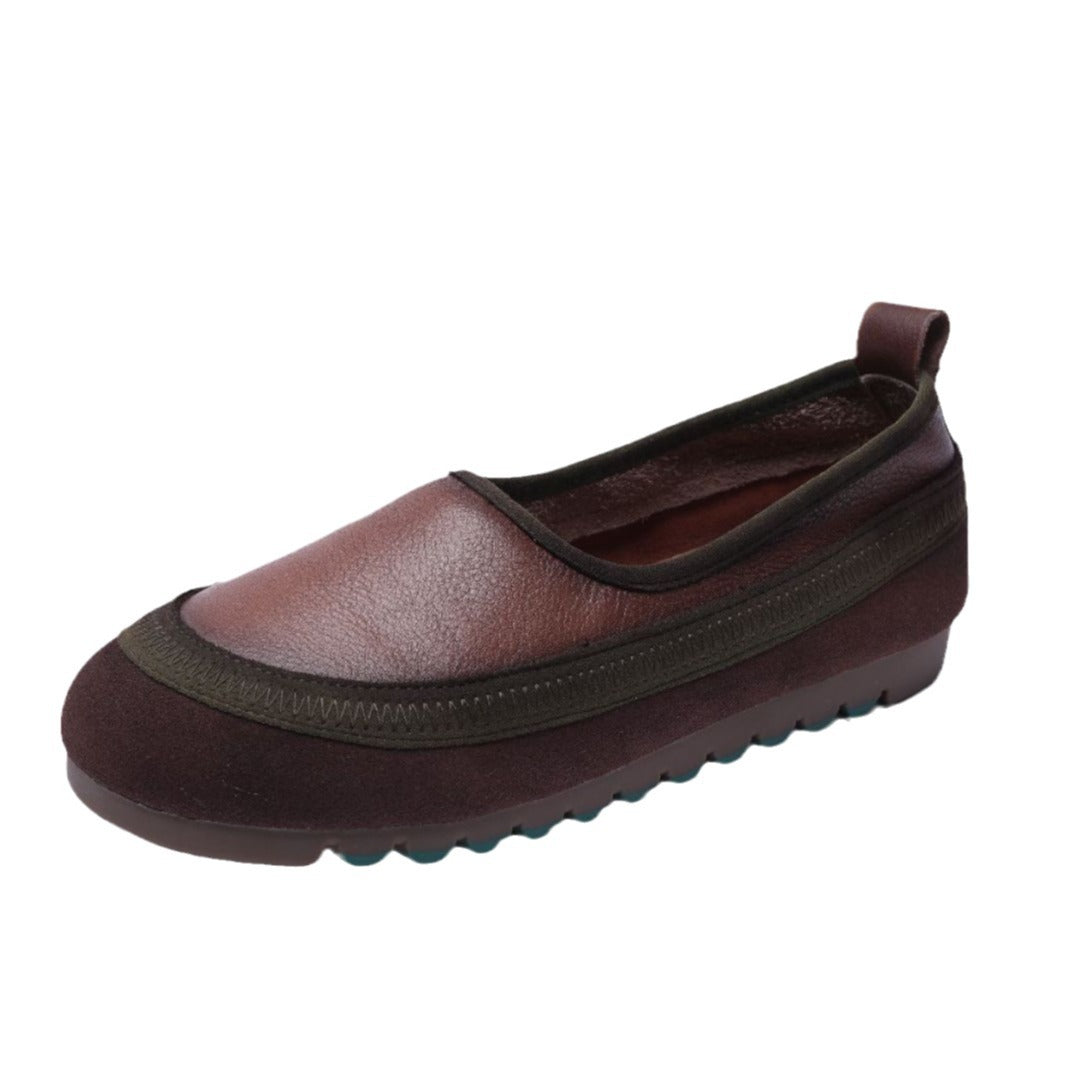 Handmade Genuine Leather Flat Women's Shoes Slip-On Loafers Casual Soft-Soled Beanie Shoes