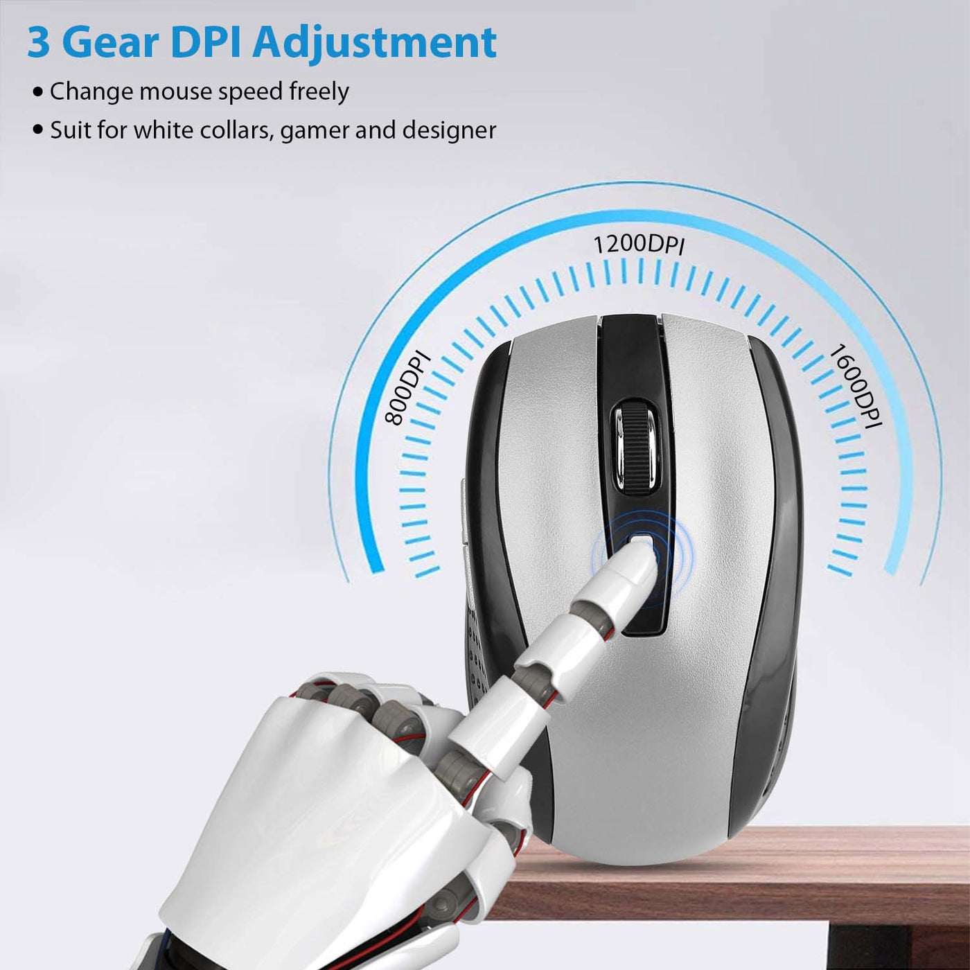 2.4G Wireless Gaming Mouse with Adjustable DPI Buttons