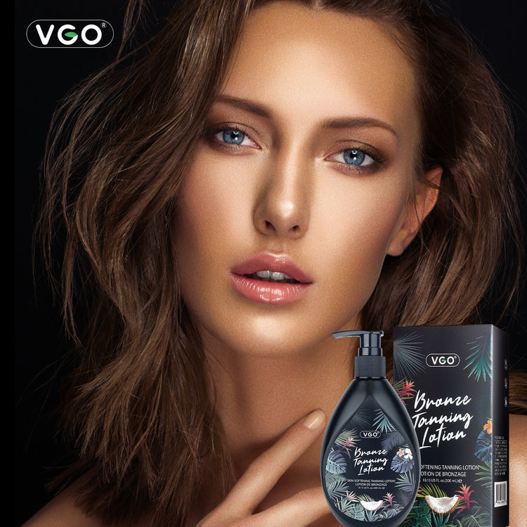 Bronze tanning lotion bottle angle view
