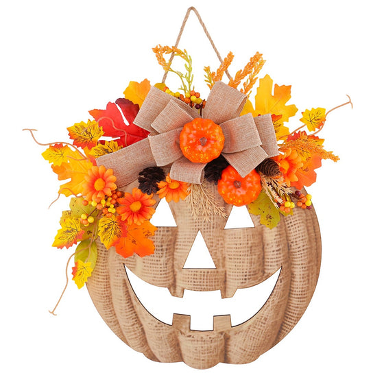 Wooden Pumpkin Halloween Door Sign