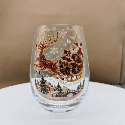 Christmas glass art cups glass cups egg cups