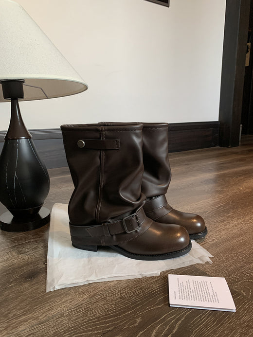 Womens Retro Chunky Heel Martin Boots