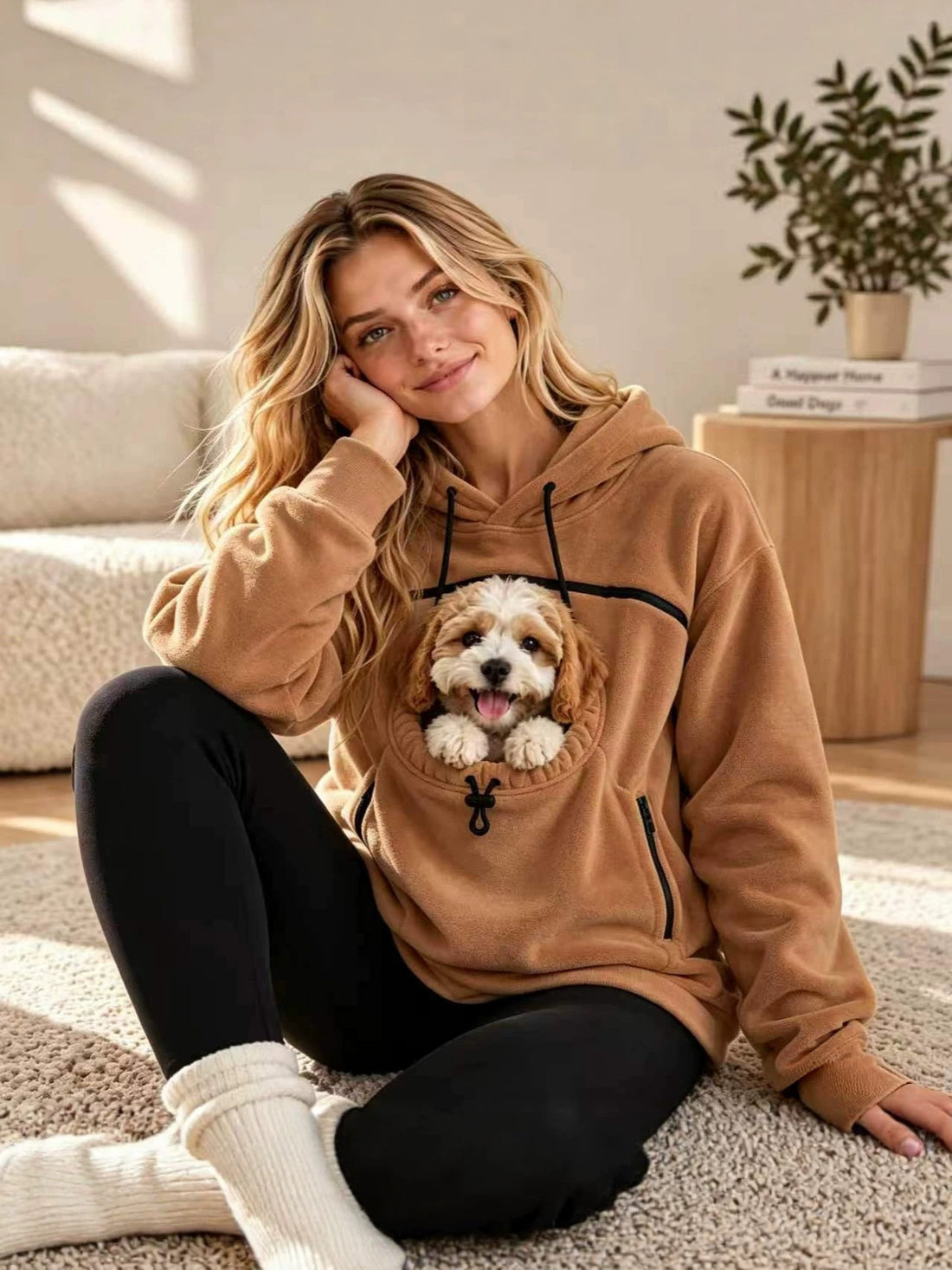 Couple Lamb Cashmere Pet Pocket Hooded Sweatshirt
