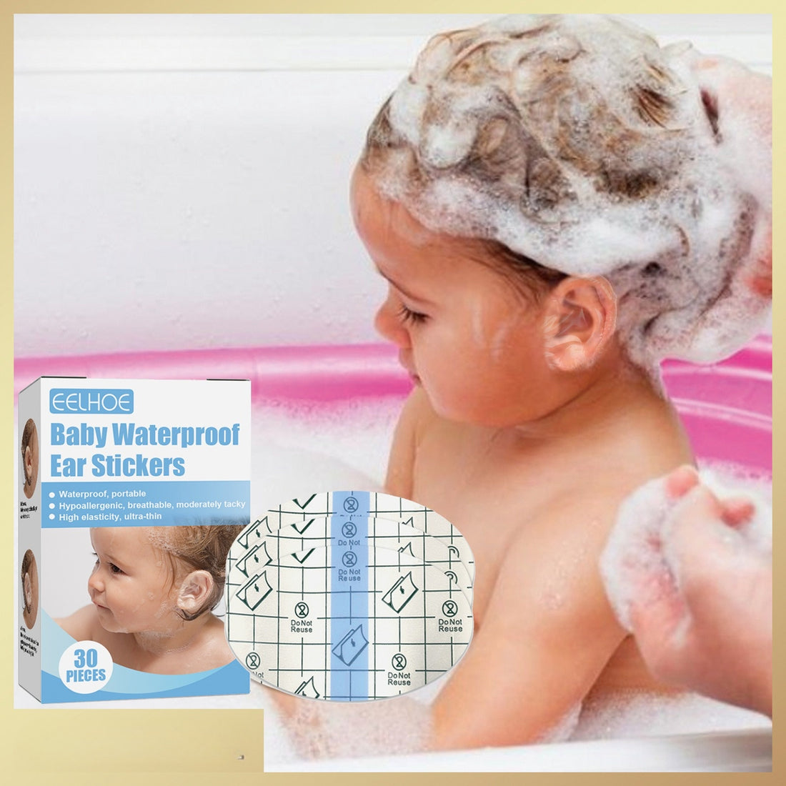 Baby waterproof ear covers, baby ear protection for bath