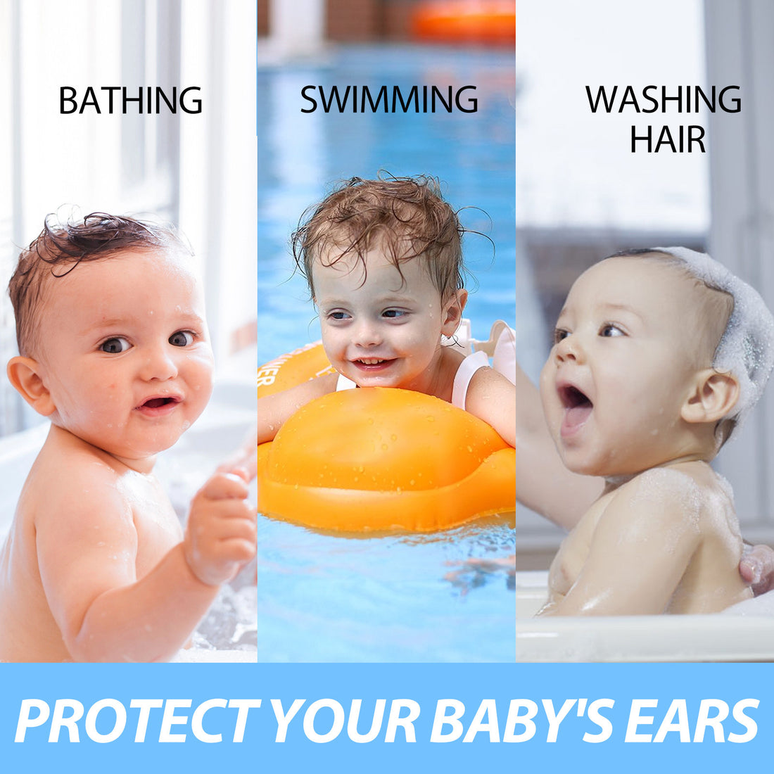 Baby waterproof ear covers, baby ear protection for bath, photo 2
