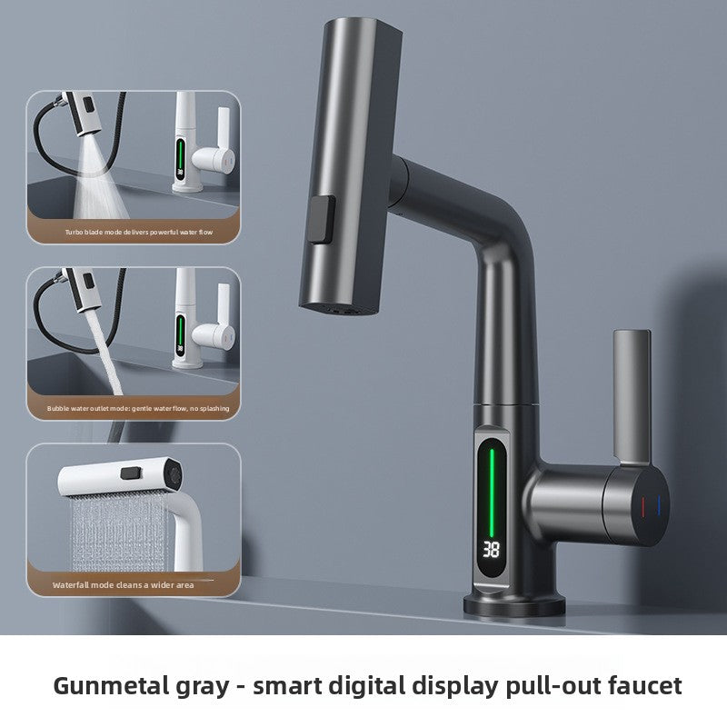 Adjustable Height Pull Out Basin Faucet