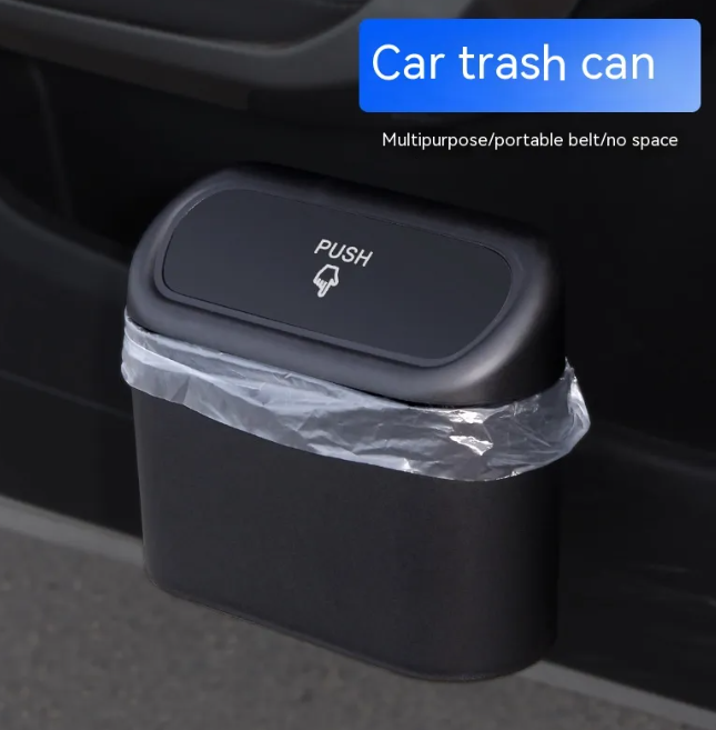 Folding car trash can, interior lining detail