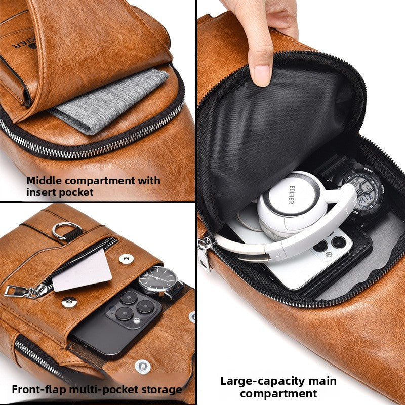 Retro Waterproof Mens Chest Crossbody Bag
