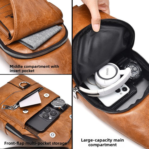 Retro Waterproof Mens Chest Crossbody Bag