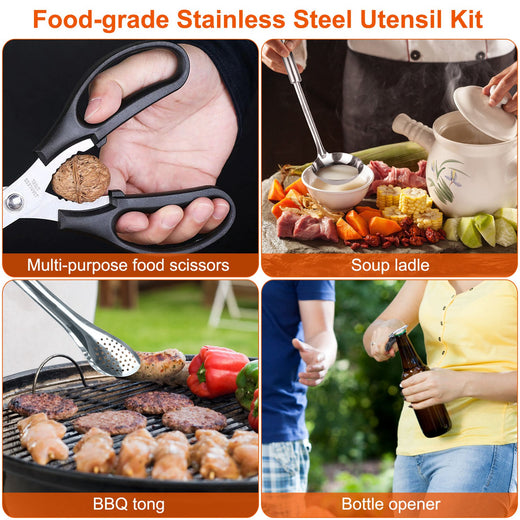 Camping cooking utensil kit carry case closed