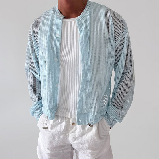 Mens Long Sleeve Polo Knit Sweater