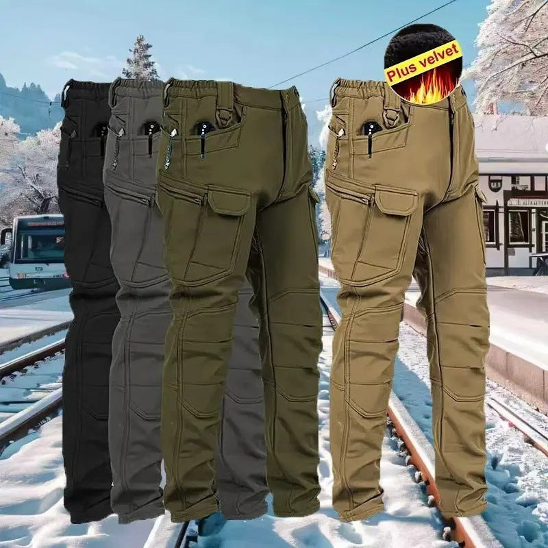 Men's Fleece Lined Waterproof Outdoor Hiking Pants, Warm Winter Insulated Snow Pant