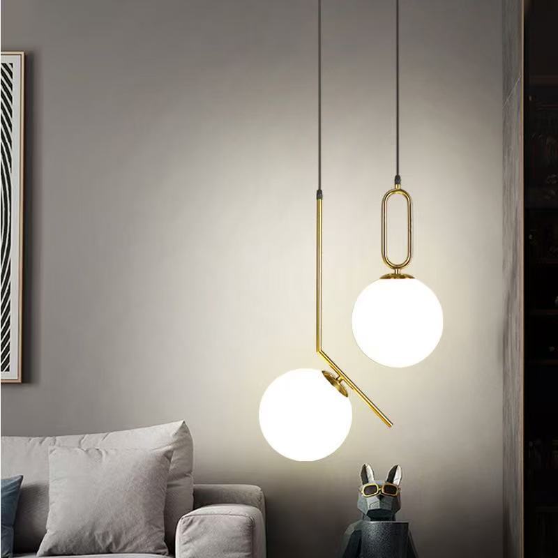 Modern Minimalist Single-Head Glass Hanging Pendant Lamp for Bedroom Corridor