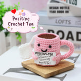 Handmade Crochet Positive Tea Cup Doll Ornament
