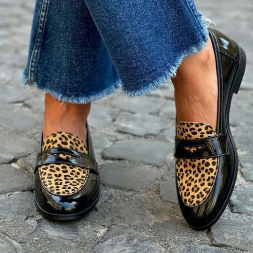 Casual Round-Toe Color-Block Slip-On Loafers