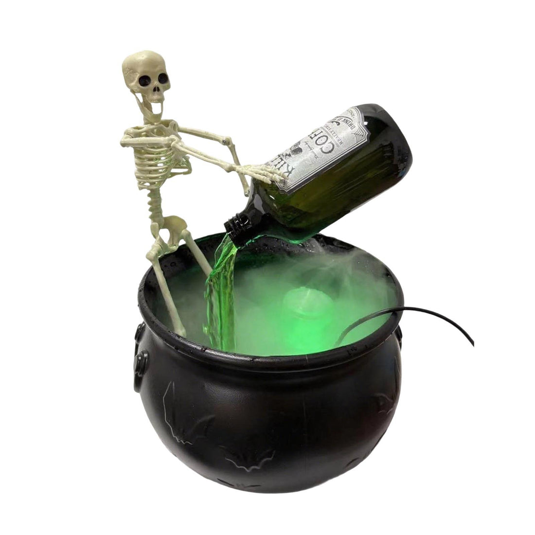 Halloween Witch Bucket Plastic Indoor Decorations Flame Bat Design