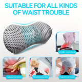 Ergonomic Memory Foam Lumbar Pillow for Back - Medium Soft Knit Fabric Cover, Removable, Ideal for Car Seat, Office Chair