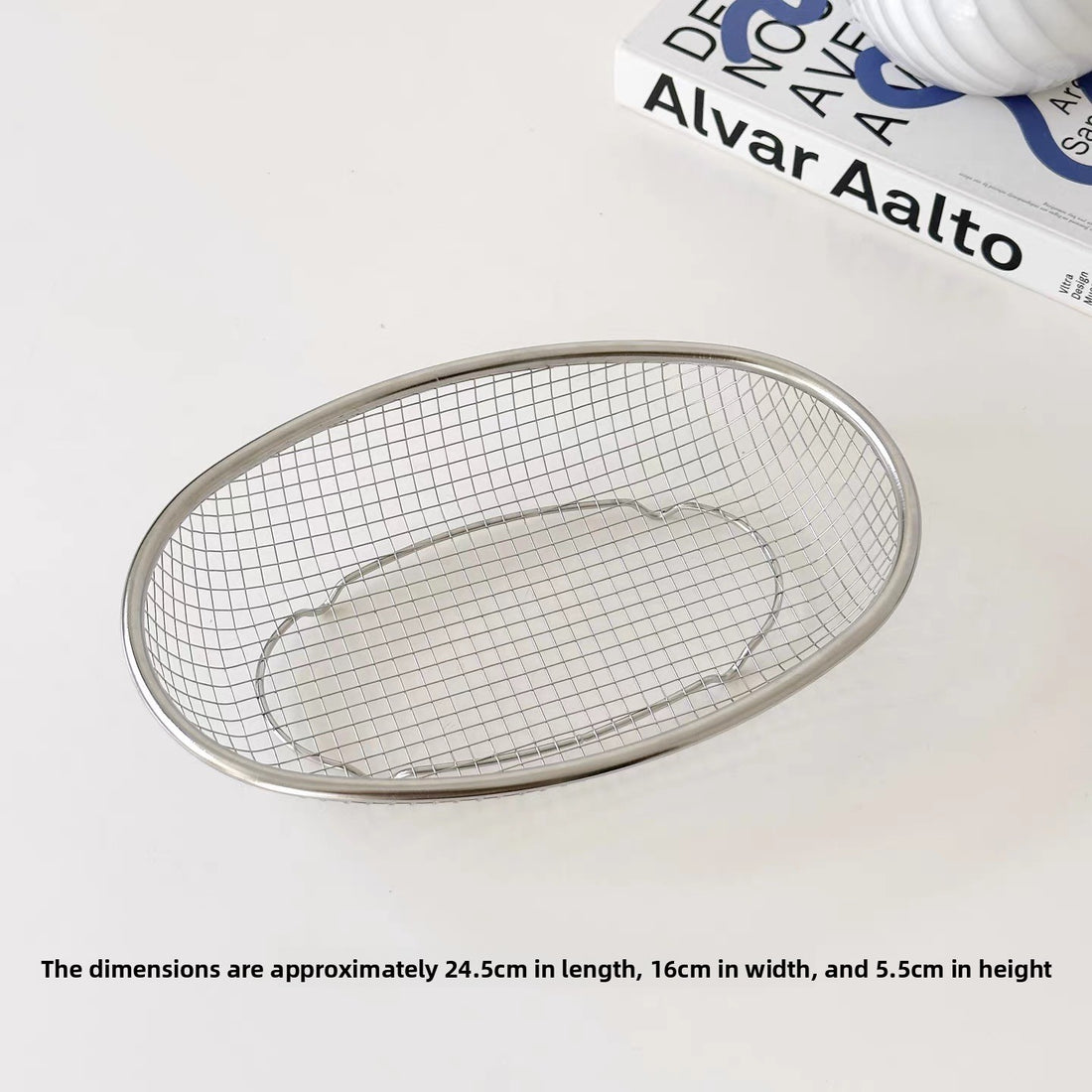 Hollow Stainless Steel Oval Draining Storage Basket