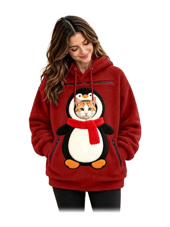 Mens Christmas 3D Print Hooded Sweatshirt Fleece Lined Long Sleeve Pullover