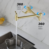 Folding kitchen faucet folded flat against sink