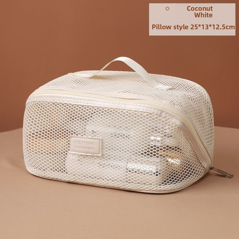 Portable Mesh Cosmetic Organizer Bag Travel Toiletry Storage Pouch