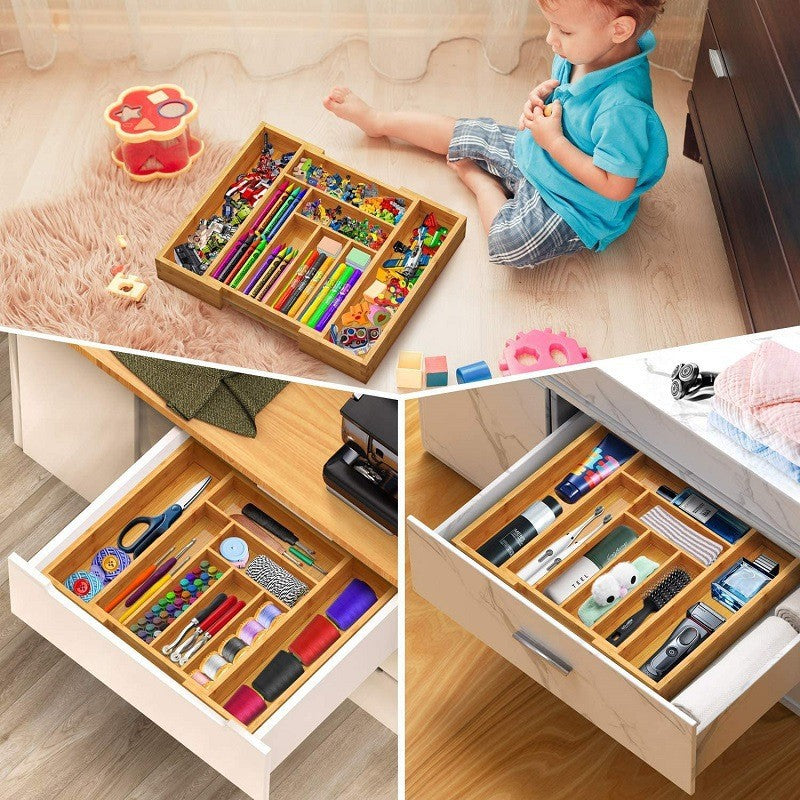 Expandable Bamboo Cutlery Drawer Organizer