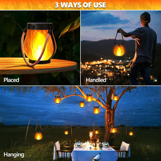 Solar Powered Flame Effect Garden Lantern