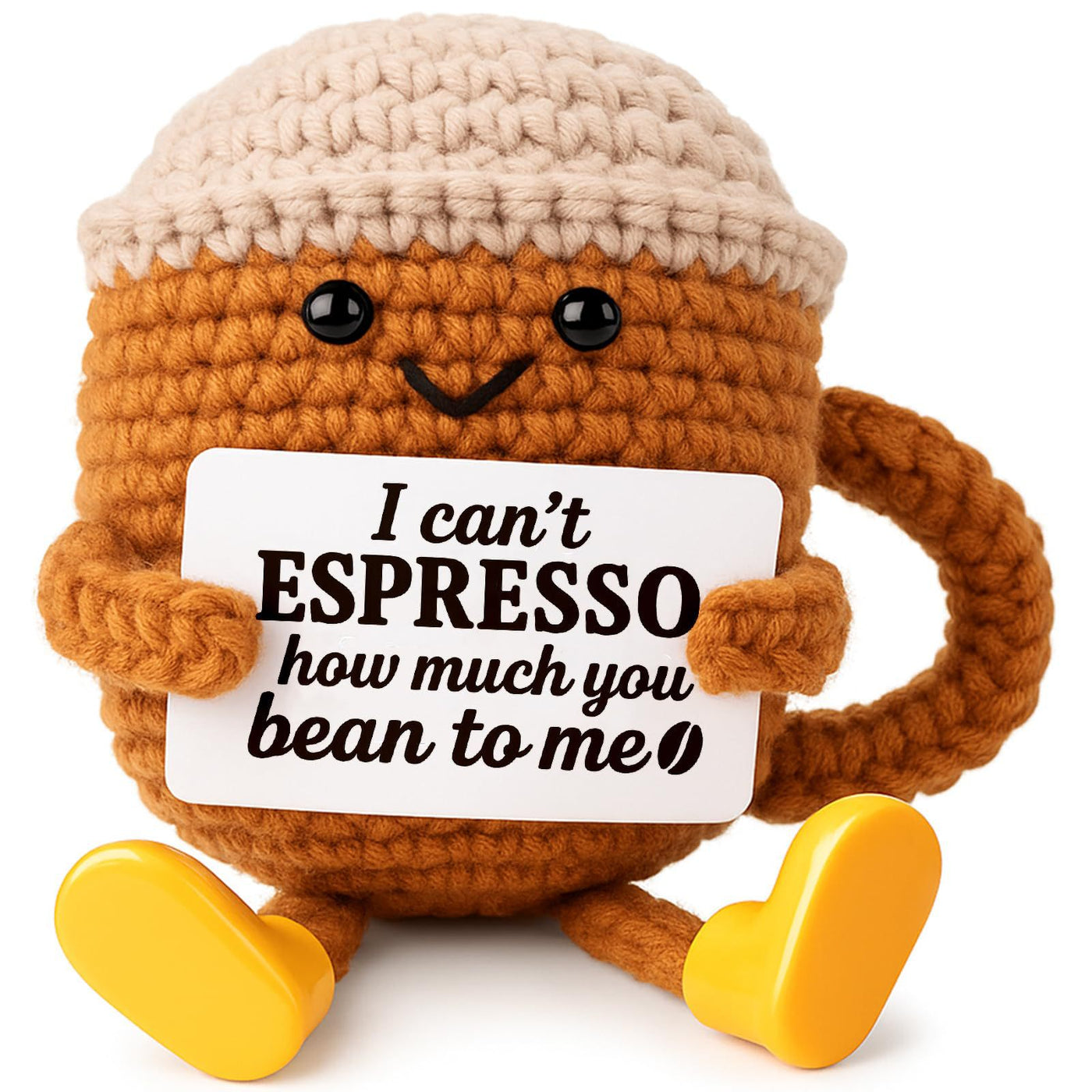 Hand-Crocheted Coffee Cup Doll with Long Legs
