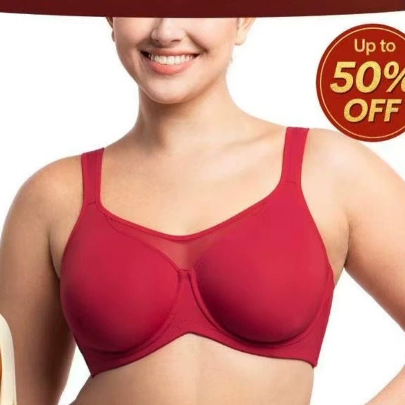 Women's Plus Size Full Cup Underwire Bra Unlined Breathable T-Shirt Bra with Wide Size Range