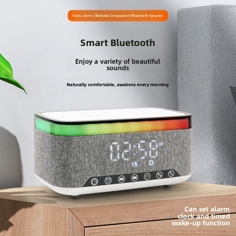 Wireless Charging Bluetooth Speaker with Clock and Night Light
