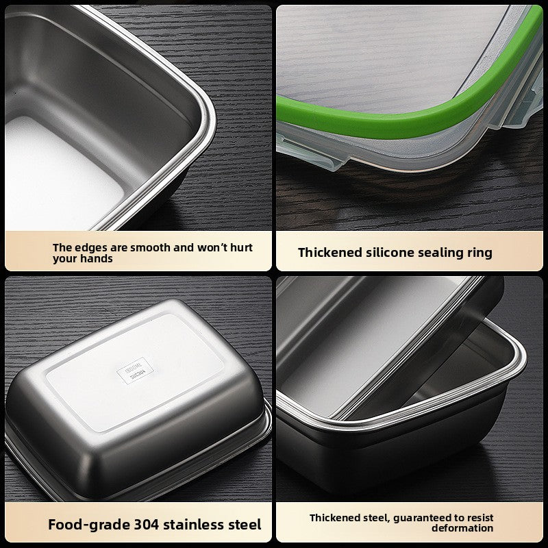 304 Stainless Steel Food Grade Crisper Box Sealed Rectangular Storage Container