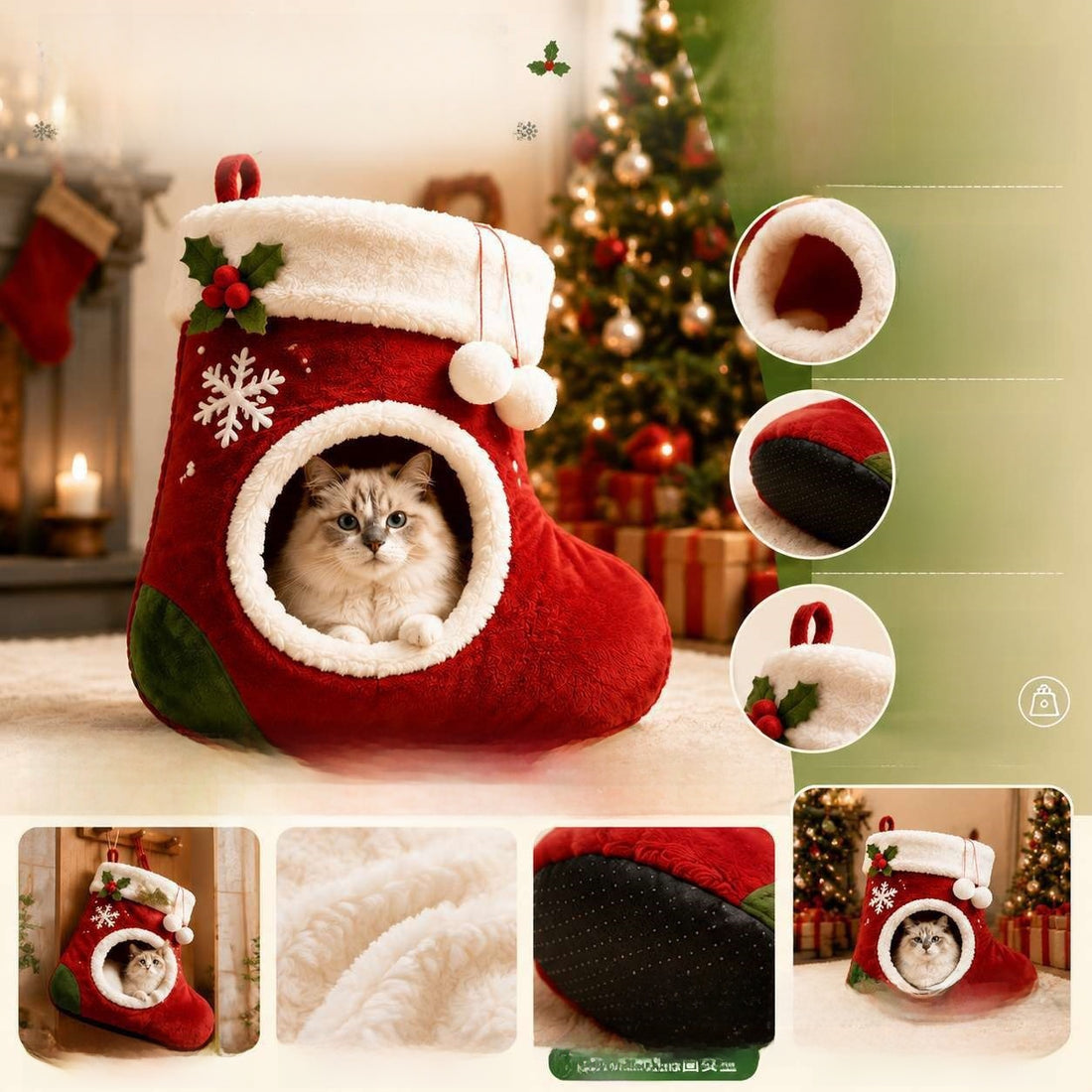 Cat Christmas Sock