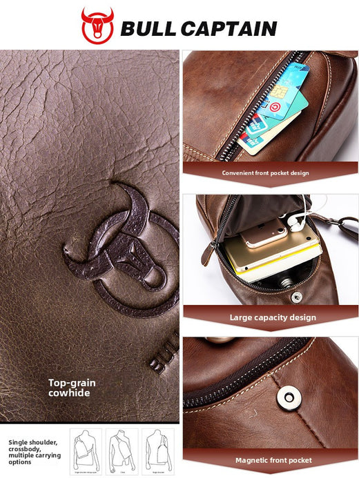 Men's Genuine Leather Shoulder Crossbody Chest Bag