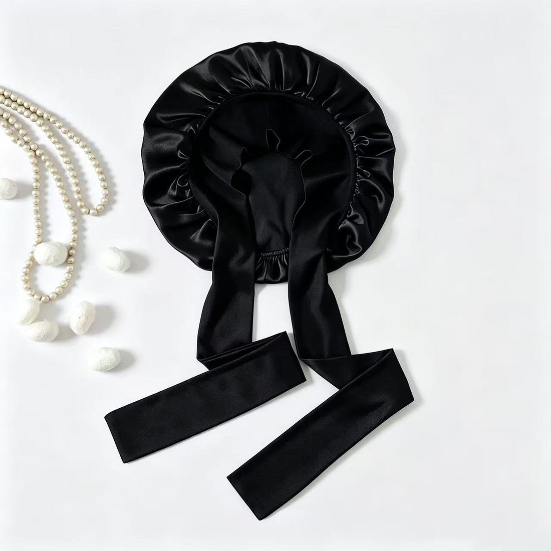 100% Mulberry Silk Double-Layer Knitted Tie-Back Sleep Cap