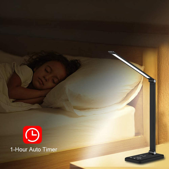 LED flex desk lamp, USB charging port detail