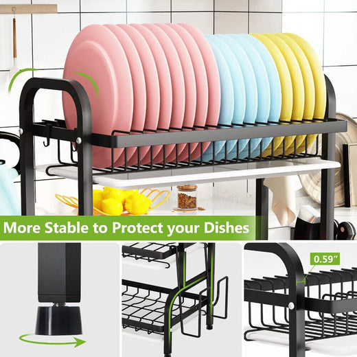 3 tier dish drainer rack side view