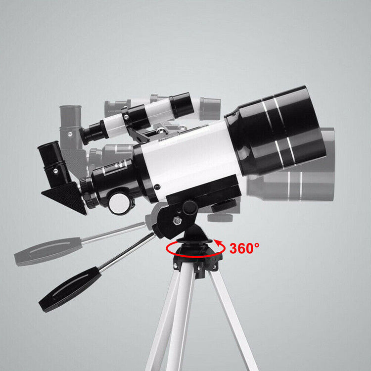 Telescope set up outdoors at night for stargazing