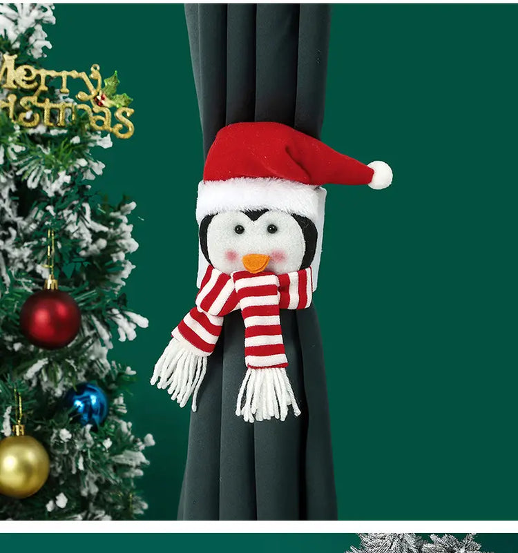 Christmas Curtain Buckle Set: Santa, Snowman, Reindeer, Penguin - Image 5
