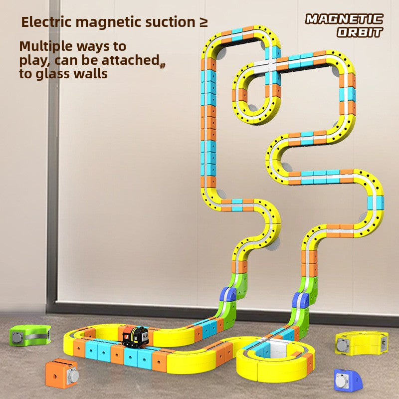 Magnetic tile train track building set with electric train, photo 2