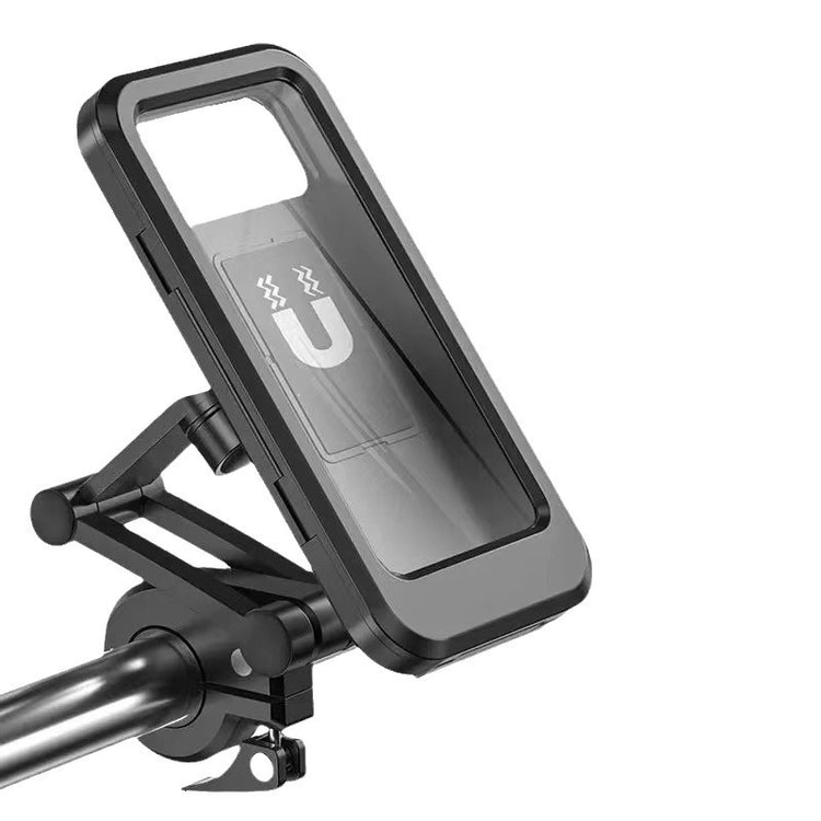 Motorcycle phone holder mounted on scooter handlebar