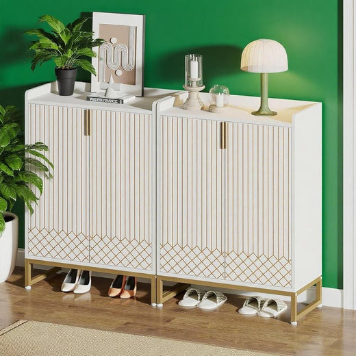 Shoe cabinet doors closed full view