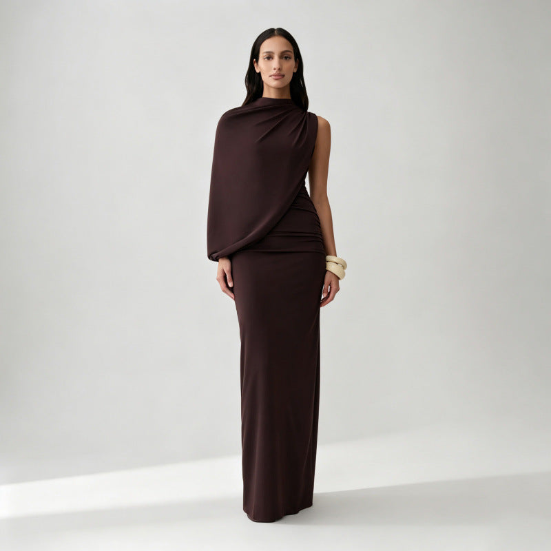 Women's sleeveless shawl-style bodycon maxi evening dress, photo 6