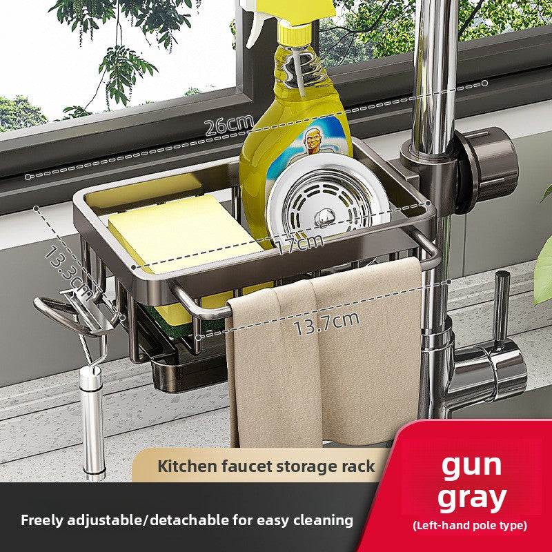 No-drill faucet sponge and dishcloth rack with drain tray, photo 4