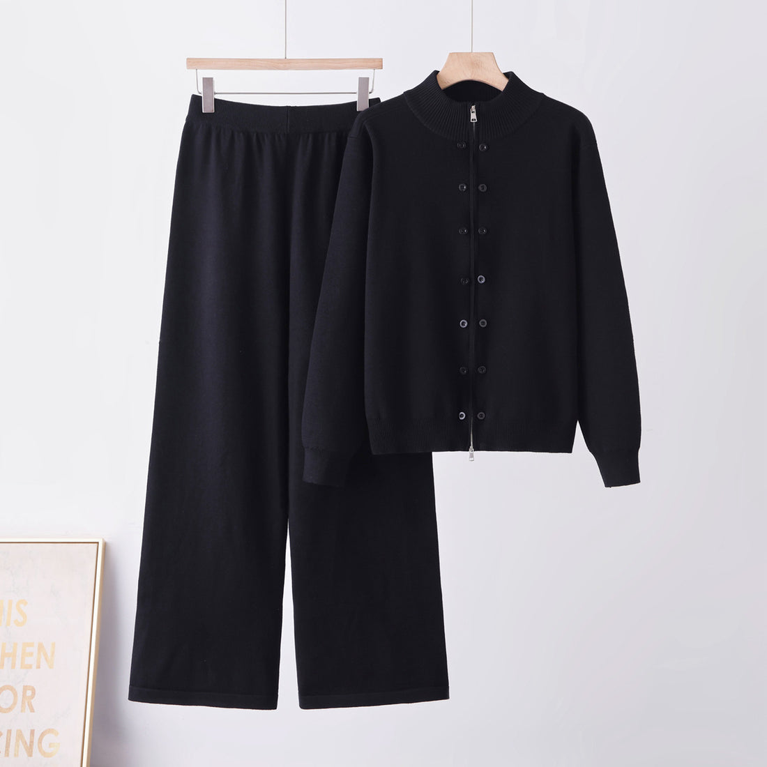 Women's thick knit half-zip sweater and trousers two-piece set, photo 6