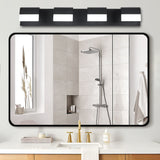 4-light matte black bathroom vanity light over mirror