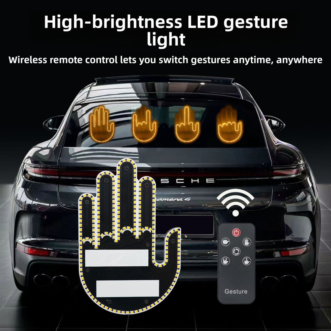 Interactive LED Gesture Light with Remote for Car Warning and Anti-Collision Signaling