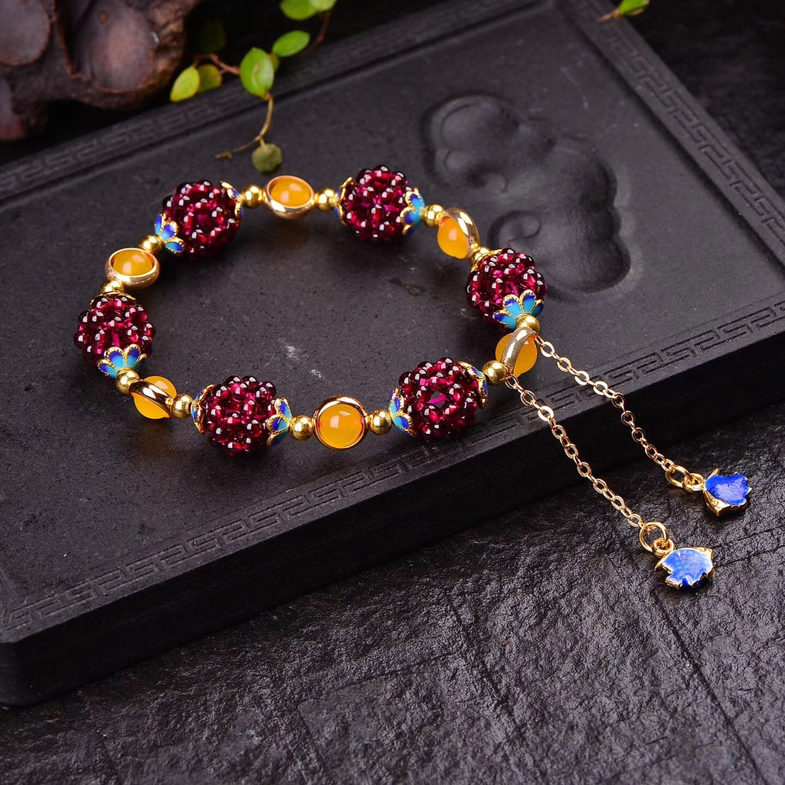 Natural garnet bracelet